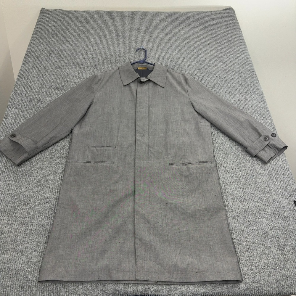 Brooks Brothers Trench Coat Men 44R Grey Loro Piana Storm System Overcoat Luxury